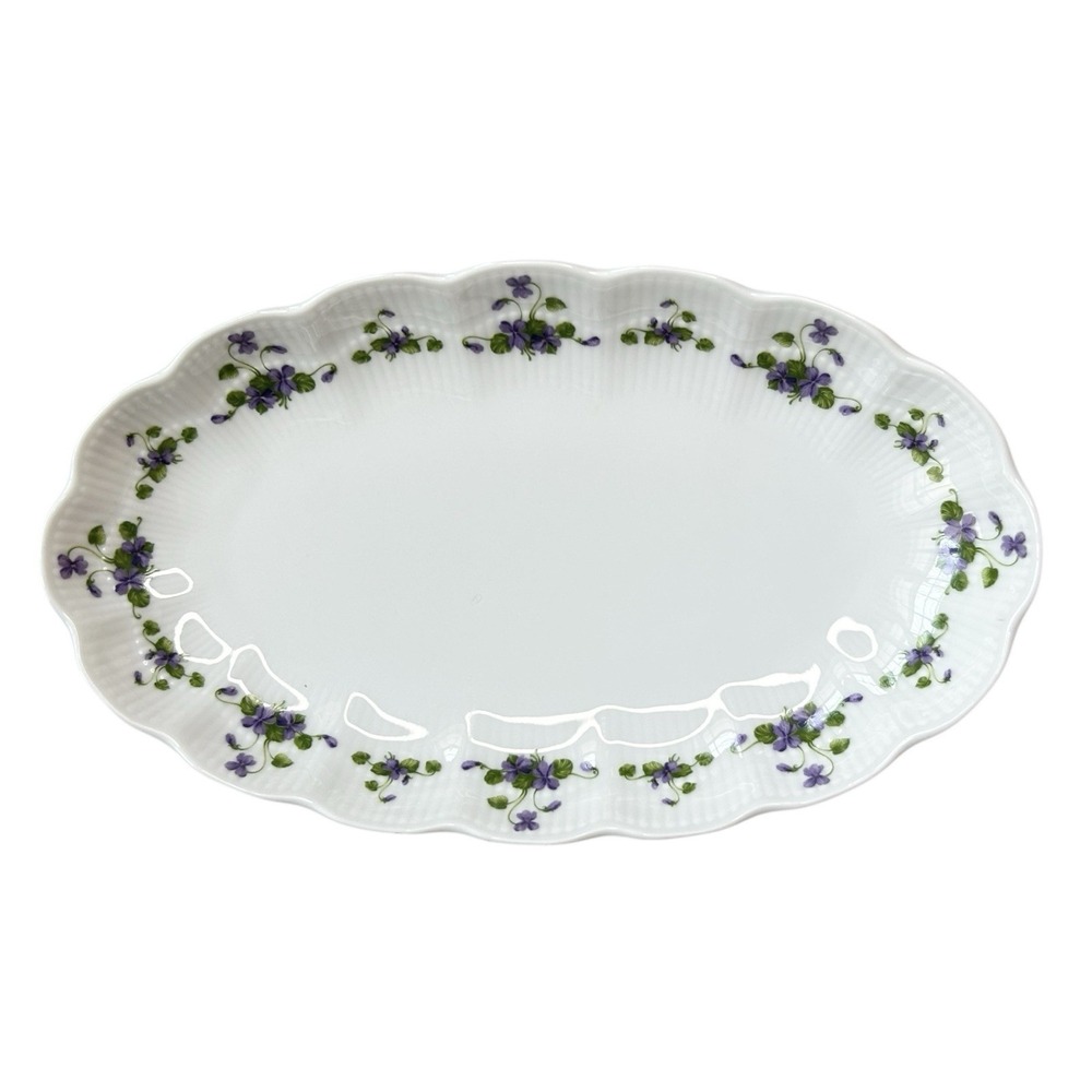 KAISER Romantica Viola Oval Pickle Dish 9 1/4" Purple Floral W Germany Porcelain - Picture 2 of 8